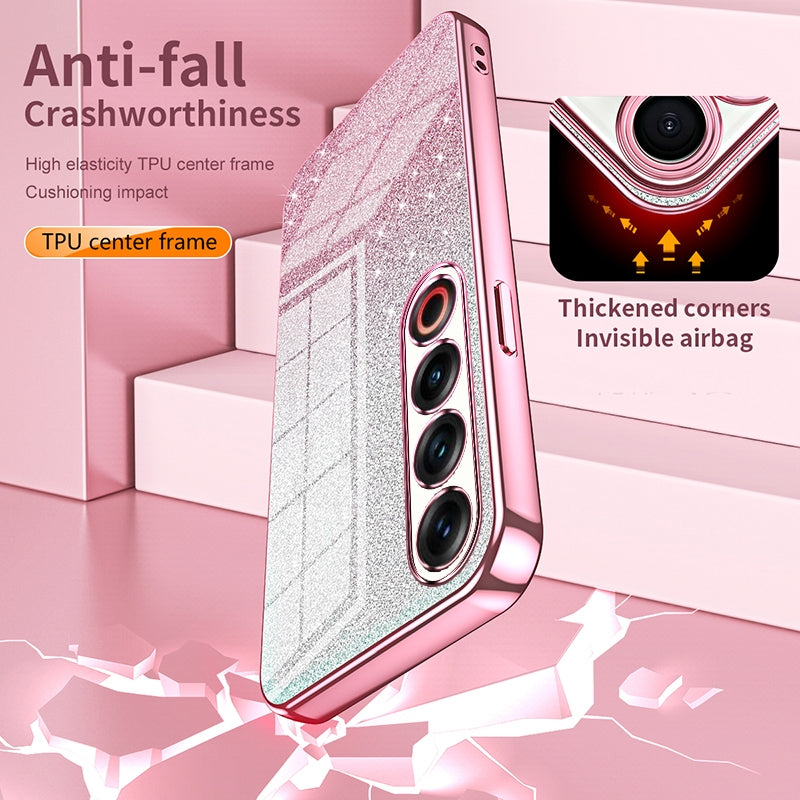 Meizu 18 Pro Glitter Powder Electroplated Gradient Phone Case – Fashionable & Luxurious with Anti-Fingerprint Coating, Shock-Absorption, and Lens Protection