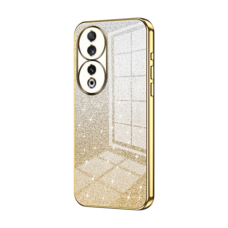 Honor 90 Glitter Powder Electroplated Gradient Phone Case – Fashionable & Luxurious with Anti-Fingerprint Coating, Shock-Absorption, and Lens Protection