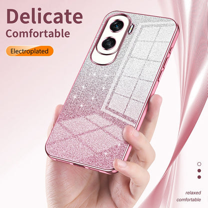 Honor Magic5 Glitter Powder Electroplated Gradient Phone Case – Fashionable & Luxurious with Anti-Fingerprint Coating, Shock-Absorption, and Lens Protection