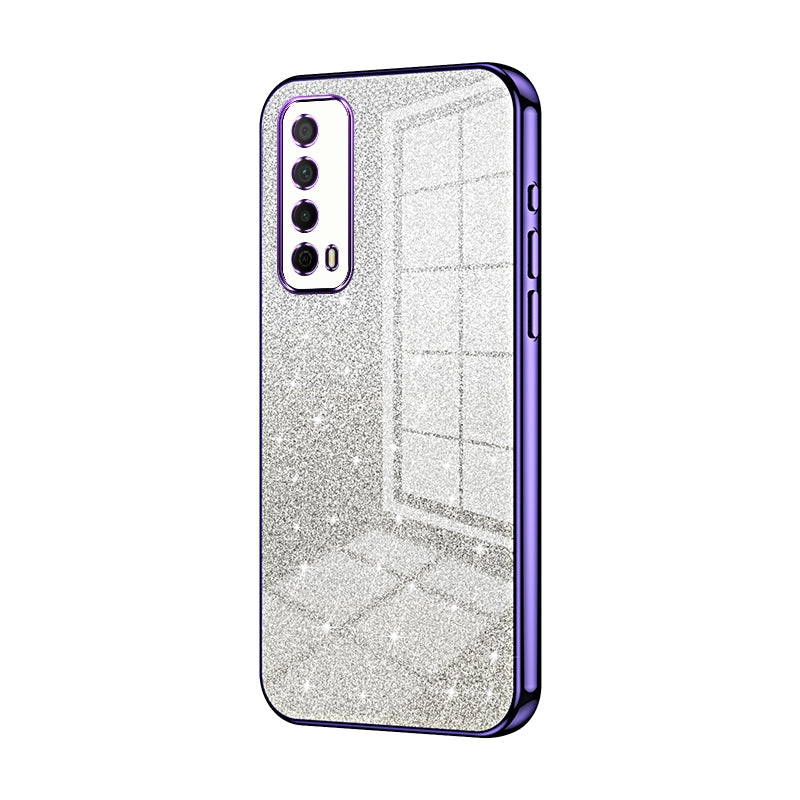 Huawei Y7a Glitter Powder Electroplated Gradient Phone Case – Fashionable & Luxurious with Anti-Fingerprint Coating, Shock-Absorption, and Lens Protection