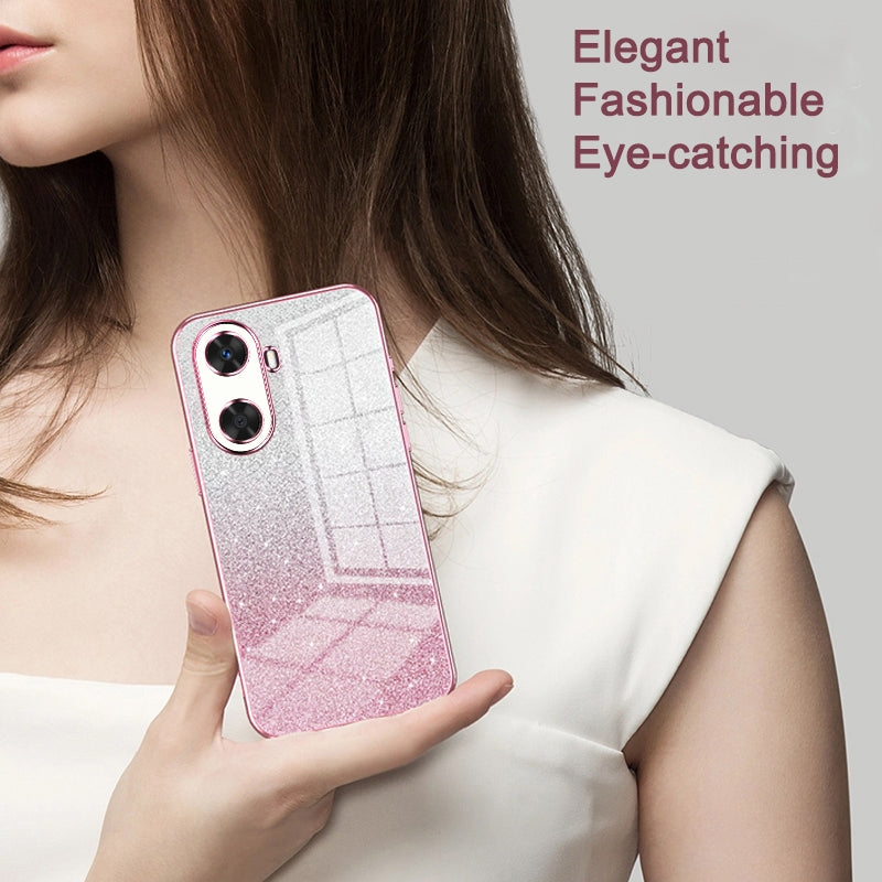 Huawei Nova 5i Glitter Powder Electroplated Gradient Phone Case – Fashionable & Luxurious with Anti-Fingerprint Coating, Shock-Absorption, and Lens Protection