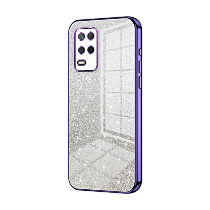Realme 8 5G Glitter Powder Electroplated Gradient Phone Case – Fashionable & Luxurious with Anti-Fingerprint Coating, Shock-Absorption, and Lens Protection