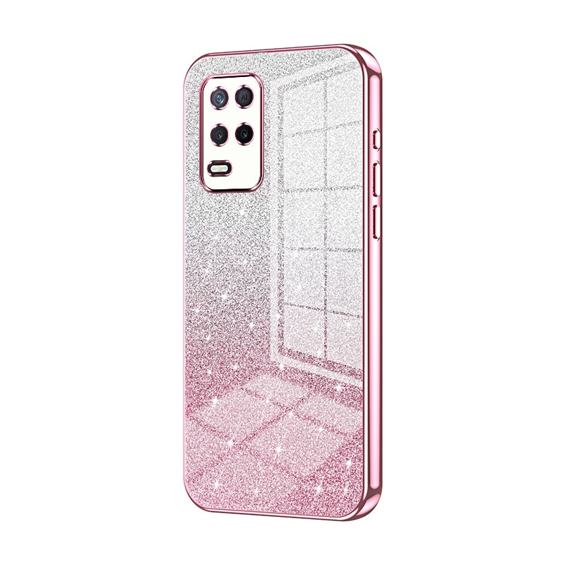 Realme 8 5G Glitter Powder Electroplated Gradient Phone Case – Fashionable & Luxurious with Anti-Fingerprint Coating, Shock-Absorption, and Lens Protection