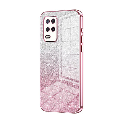 Realme 8 5G Glitter Powder Electroplated Gradient Phone Case – Fashionable & Luxurious with Anti-Fingerprint Coating, Shock-Absorption, and Lens Protection