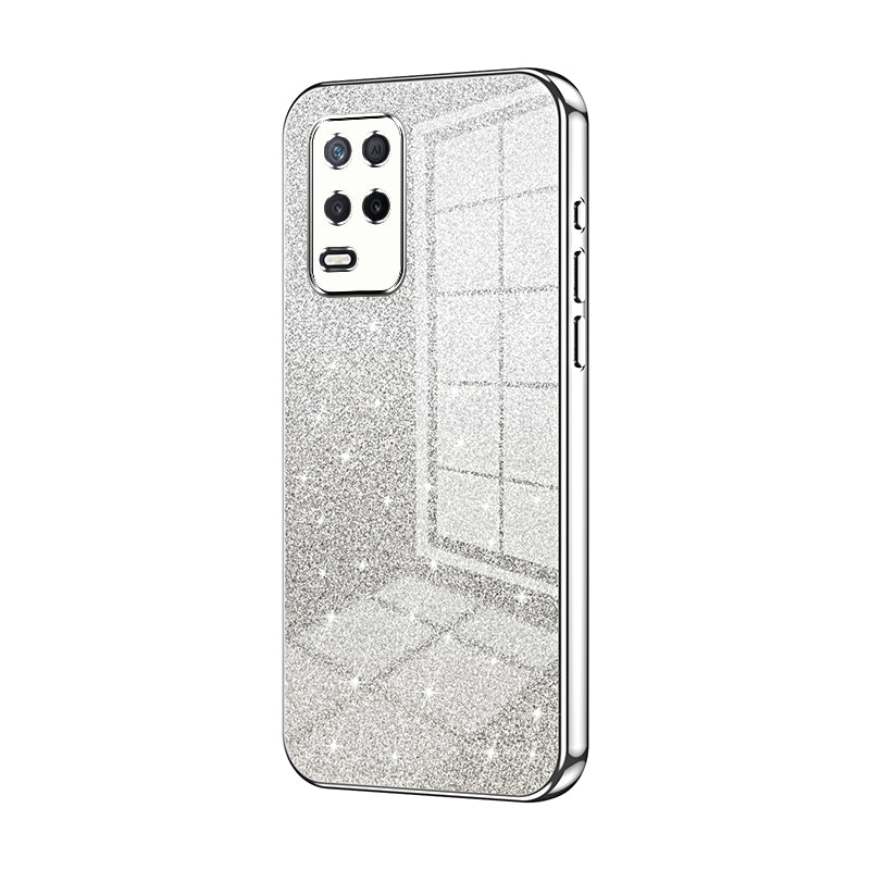 Realme 8 5G Glitter Powder Electroplated Gradient Phone Case – Fashionable & Luxurious with Anti-Fingerprint Coating, Shock-Absorption, and Lens Protection