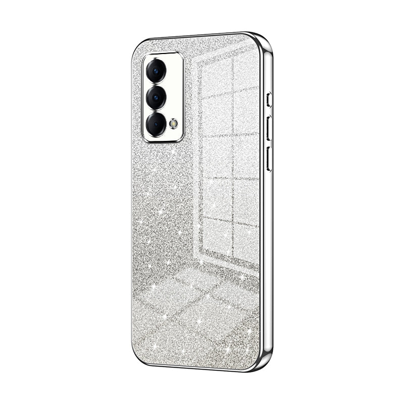 Realme Q3 Pro Carnival Glitter Powder Electroplated Gradient Phone Case – Fashionable & Luxurious with Anti-Fingerprint Coating, Shock-Absorption, and Lens Protection