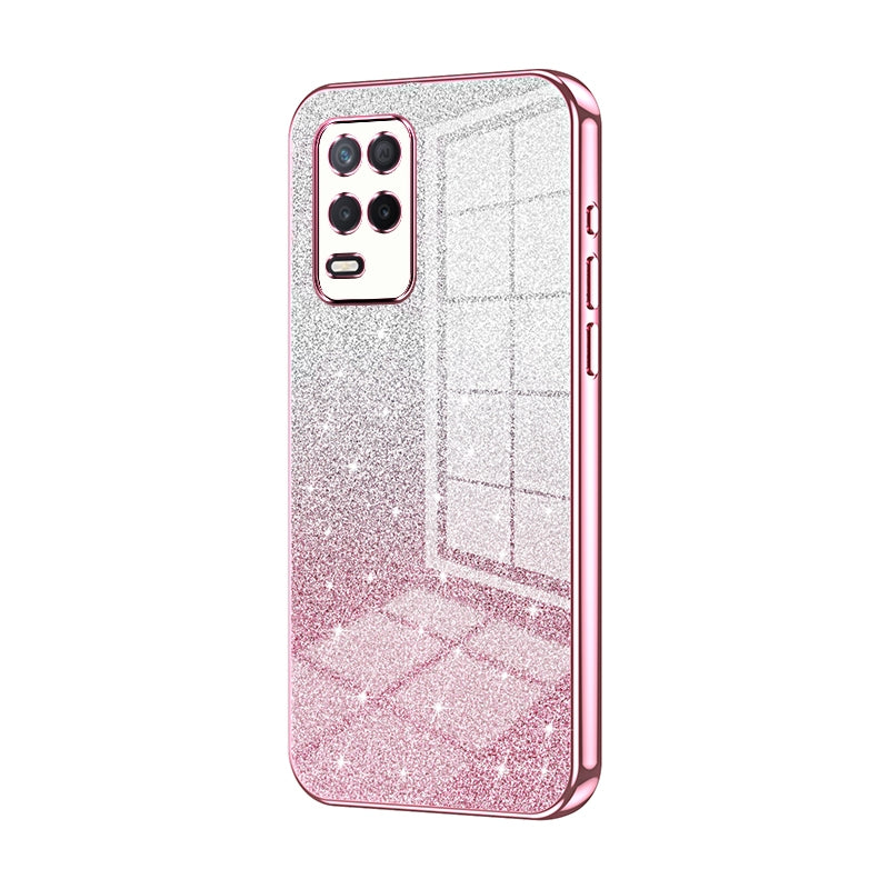 Realme Q3i 5G Glitter Powder Electroplated Gradient Phone Case – Fashionable & Luxurious with Anti-Fingerprint Coating, Shock-Absorption, and Lens Protection