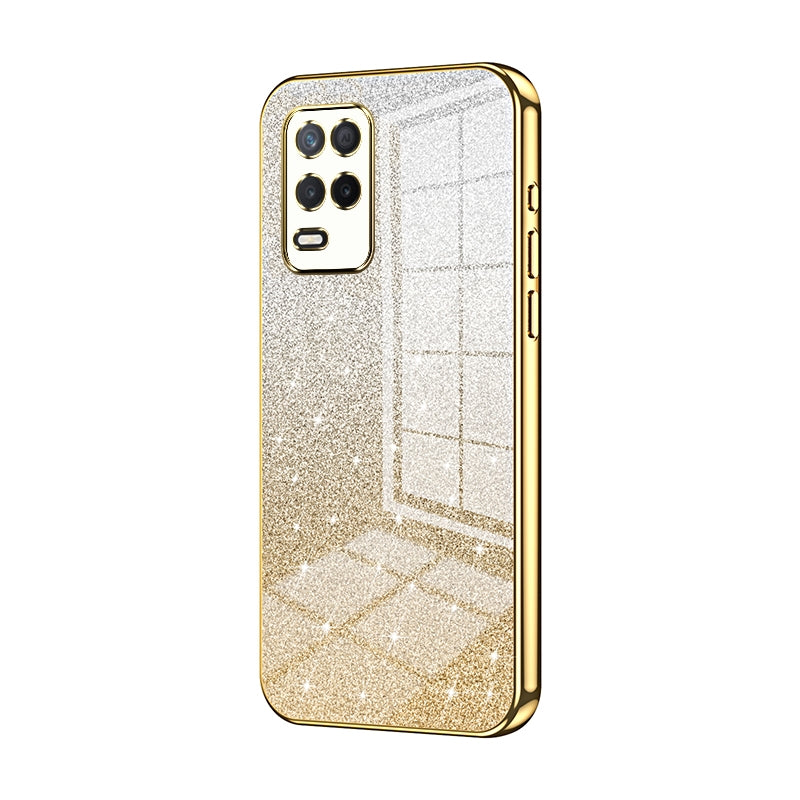 Realme V13 5G Glitter Powder Electroplated Gradient Phone Case – Fashionable & Luxurious with Anti-Fingerprint Coating, Shock-Absorption, and Lens Protection