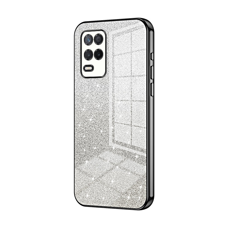 Realme Q3i 5G Glitter Powder Electroplated Gradient Phone Case – Fashionable & Luxurious with Anti-Fingerprint Coating, Shock-Absorption, and Lens Protection