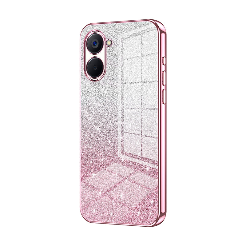 Realme V20 Glitter Powder Electroplated Gradient Phone Case – Fashionable & Luxurious with Anti-Fingerprint Coating, Shock-Absorption, and Lens Protection