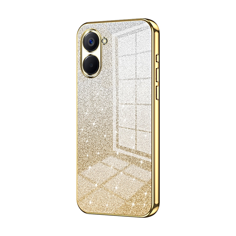 Realme V20 Glitter Powder Electroplated Gradient Phone Case – Fashionable & Luxurious with Anti-Fingerprint Coating, Shock-Absorption, and Lens Protection