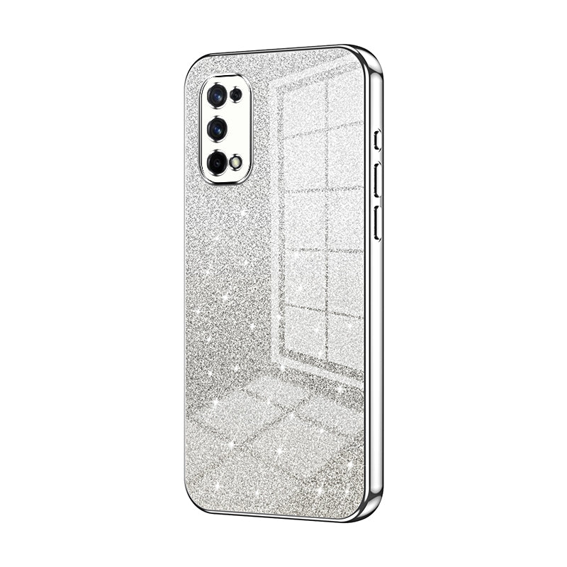 Realme Q2 Pro Glitter Powder Electroplated Gradient Phone Case – Fashionable & Luxurious with Anti-Fingerprint Coating, Shock-Absorption, and Lens Protection