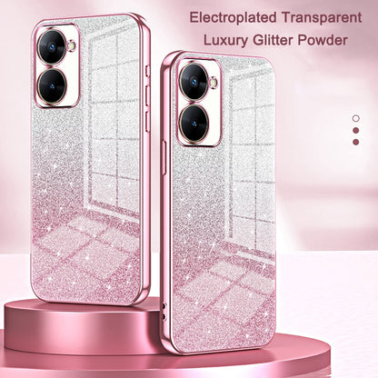Realme GT3 Glitter Powder Electroplated Gradient Phone Case – Fashionable & Luxurious with Anti-Fingerprint Coating, Shock-Absorption, and Lens Protection