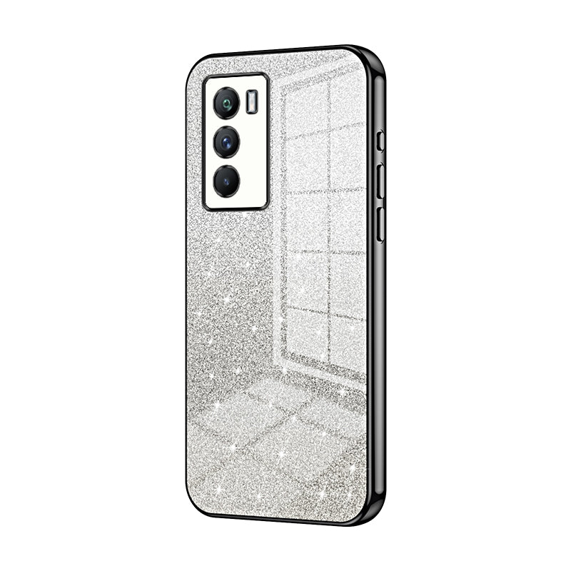 vivo iQOO 9 SE Glitter Powder Electroplated Gradient Phone Case – Fashionable & Luxurious with Anti-Fingerprint Coating, Shock-Absorption, and Lens Protection