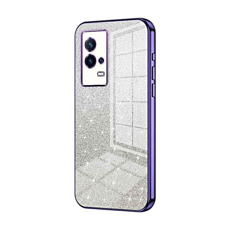 vivo iQOO 8 Glitter Powder Electroplated Gradient Phone Case – Fashionable & Luxurious with Anti-Fingerprint Coating, Shock-Absorption, and Lens Protection
