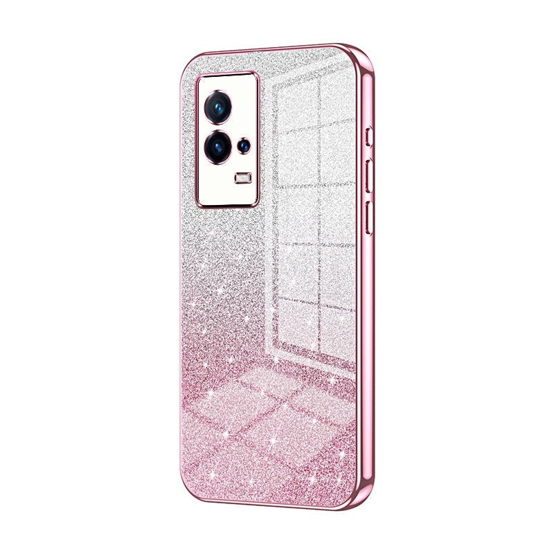 vivo iQOO 8 Glitter Powder Electroplated Gradient Phone Case – Fashionable & Luxurious with Anti-Fingerprint Coating, Shock-Absorption, and Lens Protection