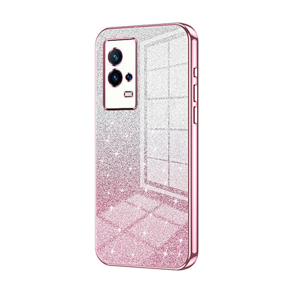 vivo iQOO 8 Glitter Powder Electroplated Gradient Phone Case – Fashionable & Luxurious with Anti-Fingerprint Coating, Shock-Absorption, and Lens Protection
