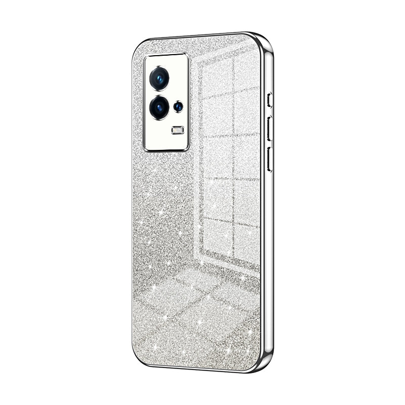 vivo iQOO 8 Glitter Powder Electroplated Gradient Phone Case – Fashionable & Luxurious with Anti-Fingerprint Coating, Shock-Absorption, and Lens Protection