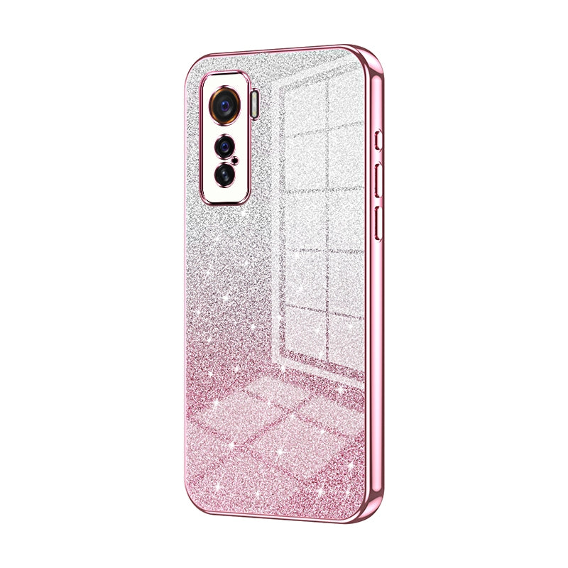 vivo iQOO 5 Glitter Powder Electroplated Gradient Phone Case – Fashionable & Luxurious with Anti-Fingerprint Coating, Shock-Absorption, and Lens Protection