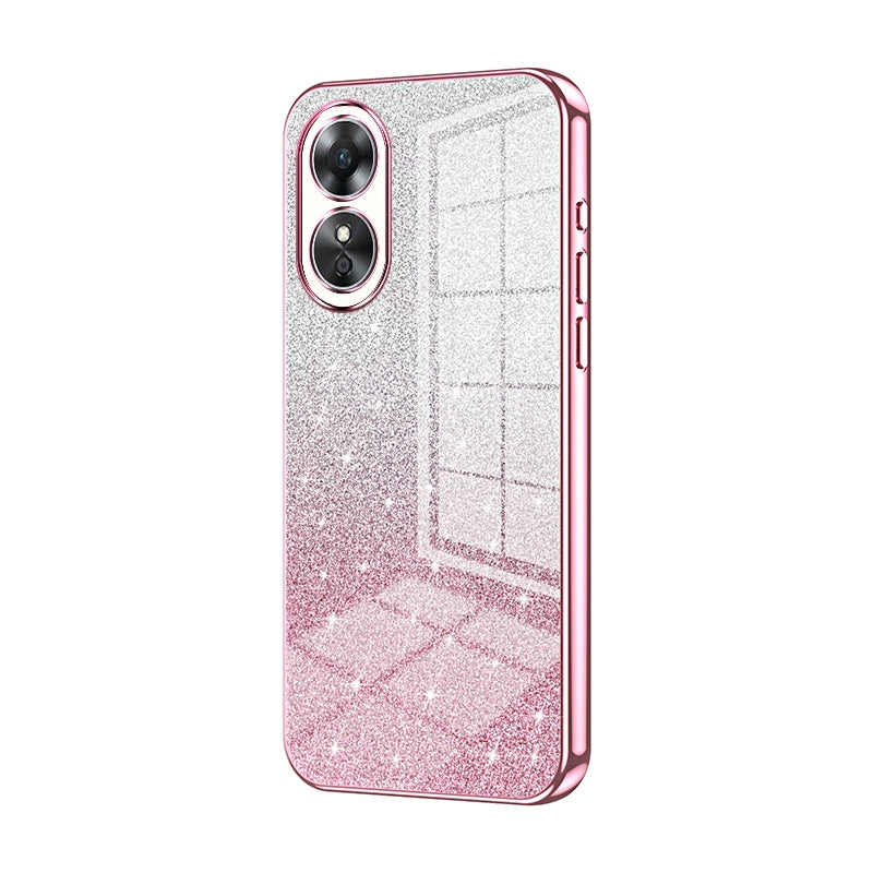 OPPO A17 Glitter Powder Electroplated Gradient Phone Case – Fashionable & Luxurious with Anti-Fingerprint Coating, Shock-Absorption, and Lens Protection