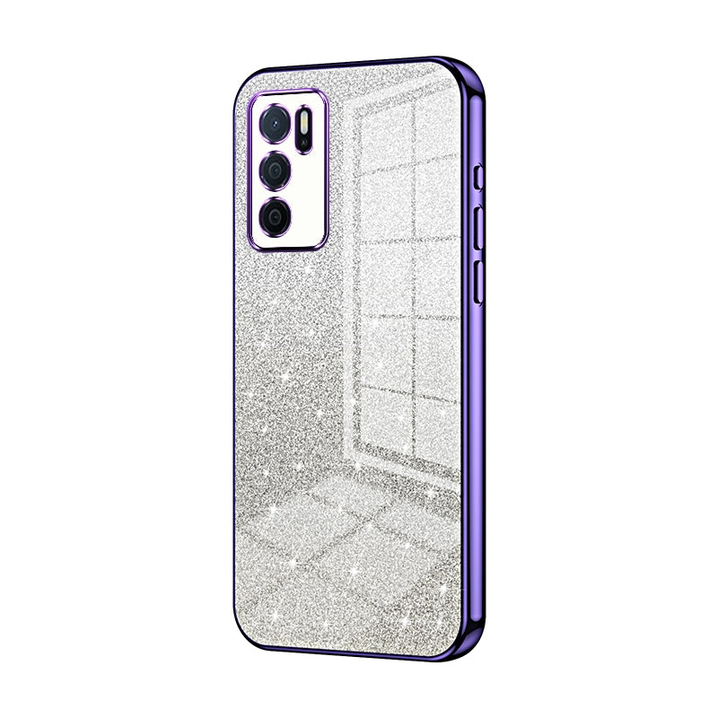 OPPO A16 Glitter Powder Electroplated Gradient Phone Case – Fashionable & Luxurious with Anti-Fingerprint Coating, Shock-Absorption, and Lens Protection