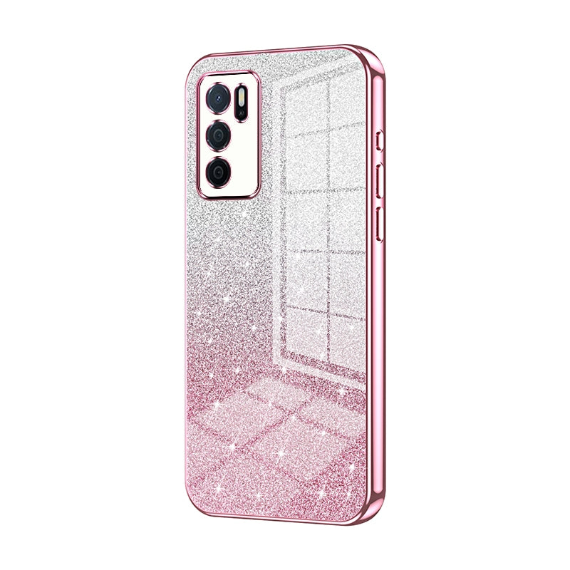 OPPO A16 Glitter Powder Electroplated Gradient Phone Case – Fashionable & Luxurious with Anti-Fingerprint Coating, Shock-Absorption, and Lens Protection