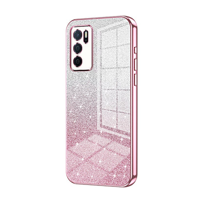 OPPO A16 Glitter Powder Electroplated Gradient Phone Case – Fashionable & Luxurious with Anti-Fingerprint Coating, Shock-Absorption, and Lens Protection