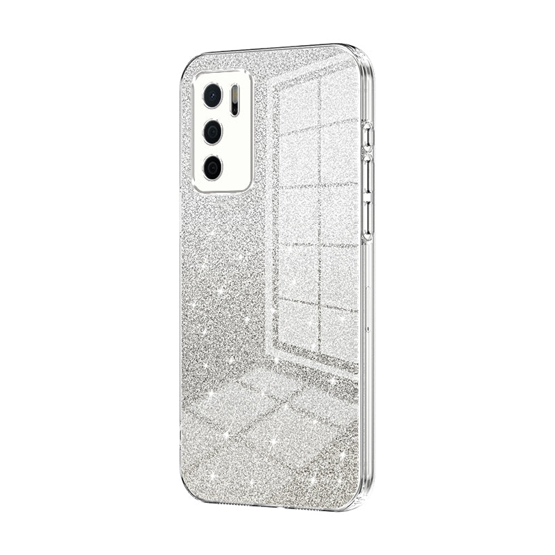OPPO A16 Glitter Powder Electroplated Gradient Phone Case – Fashionable & Luxurious with Anti-Fingerprint Coating, Shock-Absorption, and Lens Protection