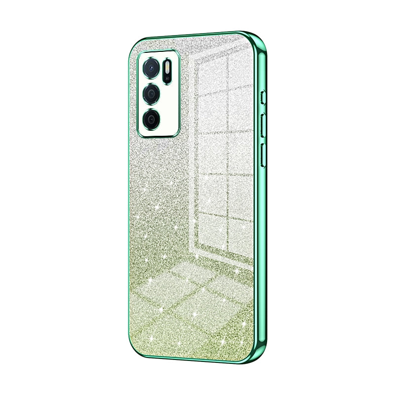 OPPO A16s Glitter Powder Electroplated Gradient Phone Case – Fashionable & Luxurious with Anti-Fingerprint Coating, Shock-Absorption, and Lens Protection