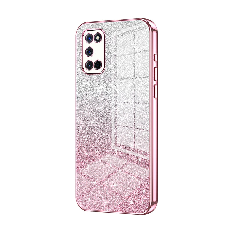 OPPO A52 Glitter Powder Electroplated Gradient Phone Case – Fashionable & Luxurious with Anti-Fingerprint Coating, Shock-Absorption, and Lens Protection