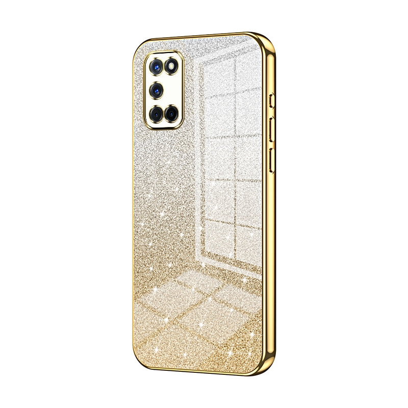 OPPO A52 Glitter Powder Electroplated Gradient Phone Case – Fashionable & Luxurious with Anti-Fingerprint Coating, Shock-Absorption, and Lens Protection