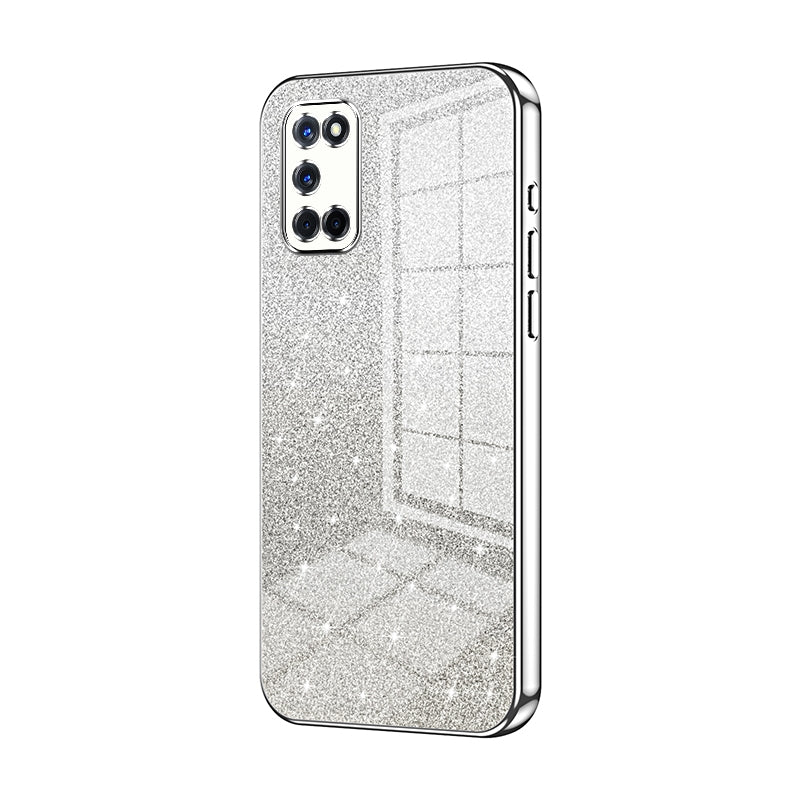 OPPO A52 Glitter Powder Electroplated Gradient Phone Case – Fashionable & Luxurious with Anti-Fingerprint Coating, Shock-Absorption, and Lens Protection