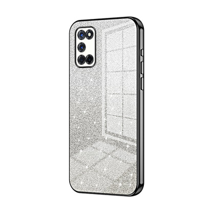 OPPO A52 Glitter Powder Electroplated Gradient Phone Case – Fashionable & Luxurious with Anti-Fingerprint Coating, Shock-Absorption, and Lens Protection