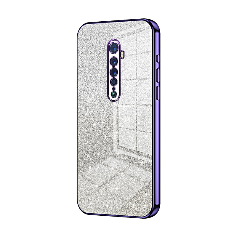 OPPO Reno2 Glitter Powder Electroplated Gradient Phone Case – Fashionable & Luxurious with Anti-Fingerprint Coating, Shock-Absorption, and Lens Protection