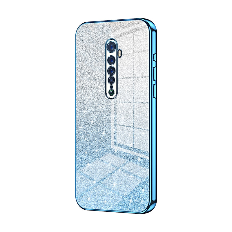 OPPO Reno2 Glitter Powder Electroplated Gradient Phone Case – Fashionable & Luxurious with Anti-Fingerprint Coating, Shock-Absorption, and Lens Protection