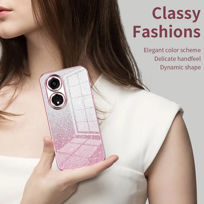 OPPO A17K Glitter Powder Electroplated Gradient Phone Case – Fashionable & Luxurious with Anti-Fingerprint Coating, Shock-Absorption, and Lens Protection