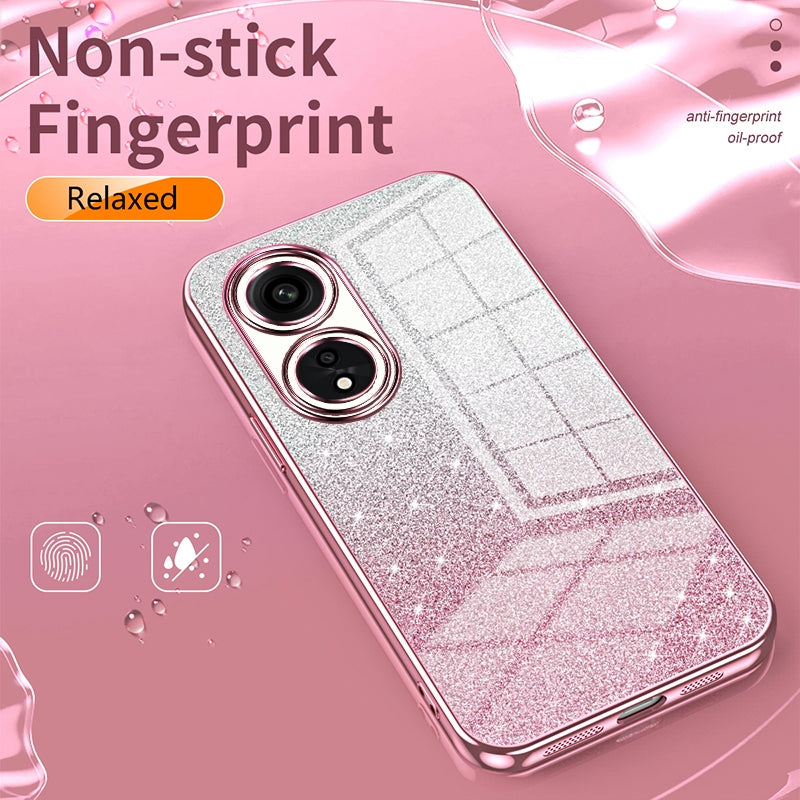 OPPO A17 Glitter Powder Electroplated Gradient Phone Case – Fashionable & Luxurious with Anti-Fingerprint Coating, Shock-Absorption, and Lens Protection