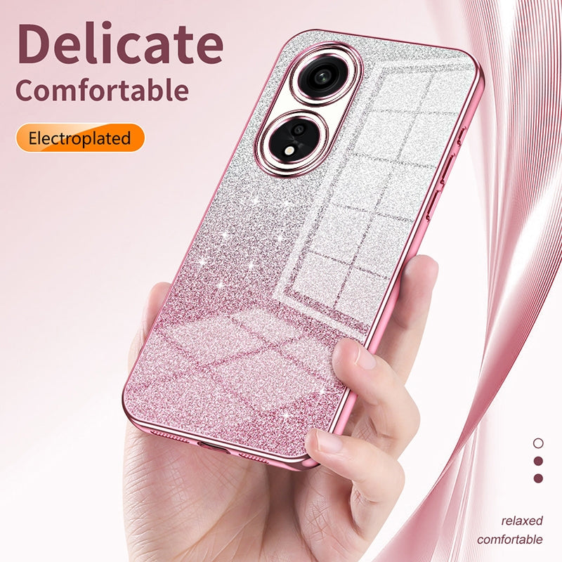 OPPO A11s Glitter Powder Electroplated Gradient Phone Case – Fashionable & Luxurious with Anti-Fingerprint Coating, Shock-Absorption, and Lens Protection