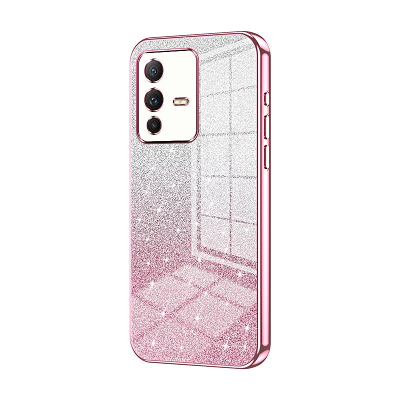 vivo V23 5G Glitter Powder Electroplated Gradient Phone Case – Fashionable & Luxurious with Anti-Fingerprint Coating, Shock-Absorption, and Lens Protection