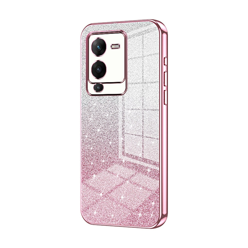 vivo V25 Pro Glitter Powder Electroplated Gradient Phone Case – Fashionable & Luxurious with Anti-Fingerprint Coating, Shock-Absorption, and Lens Protection