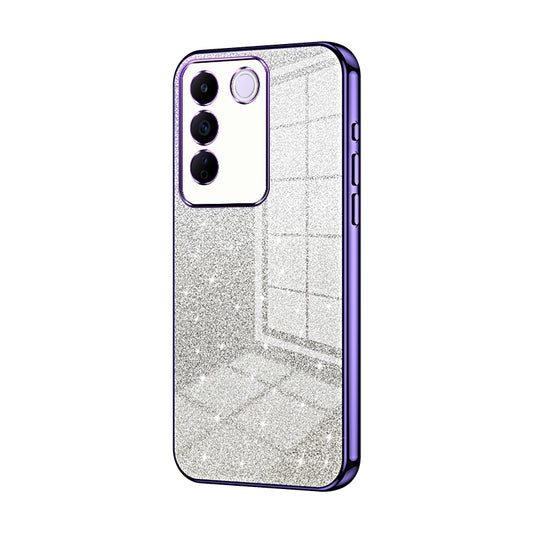 vivo V27e Glitter Powder Electroplated Gradient Phone Case – Fashionable & Luxurious with Anti-Fingerprint Coating, Shock-Absorption, and Lens Protection