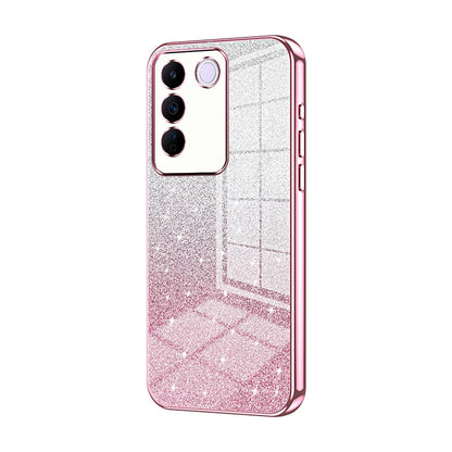 vivo V27e Glitter Powder Electroplated Gradient Phone Case – Fashionable & Luxurious with Anti-Fingerprint Coating, Shock-Absorption, and Lens Protection