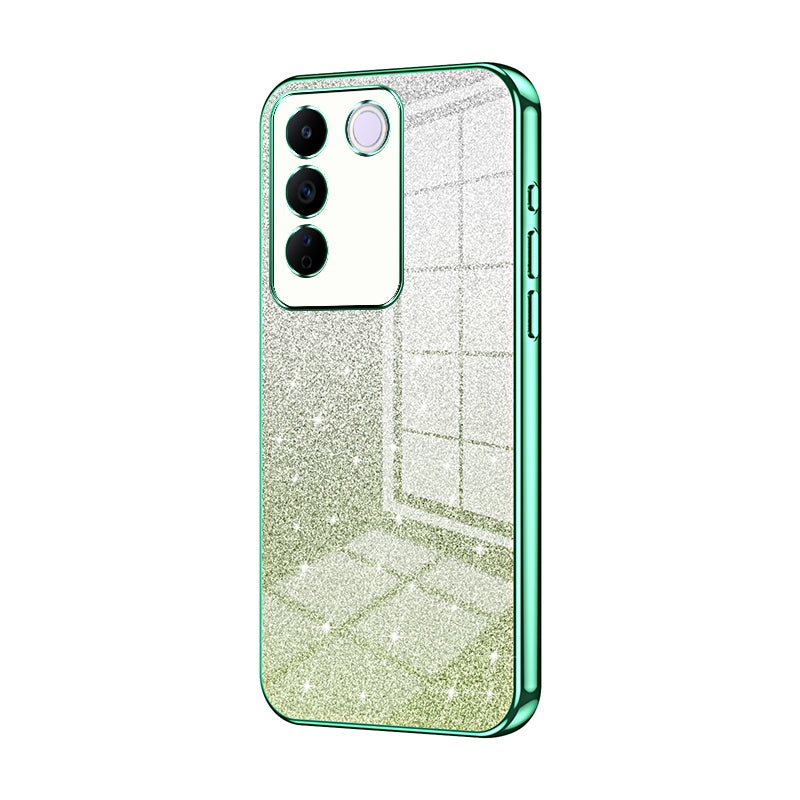 vivo V27e Glitter Powder Electroplated Gradient Phone Case – Fashionable & Luxurious with Anti-Fingerprint Coating, Shock-Absorption, and Lens Protection