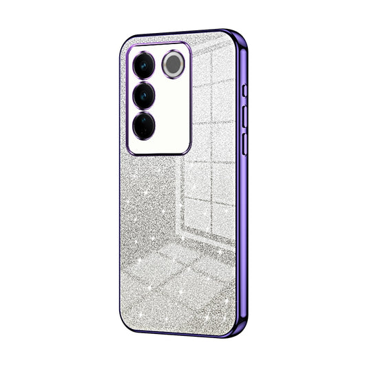 vivo V27 Pro Glitter Powder Electroplated Gradient Phone Case – Fashionable & Luxurious with Anti-Fingerprint Coating, Shock-Absorption, and Lens Protection