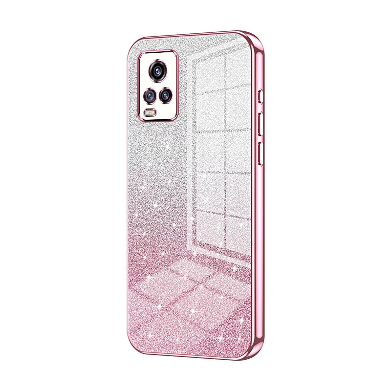 vivo V20 Glitter Powder Electroplated Gradient Phone Case – Fashionable & Luxurious with Anti-Fingerprint Coating, Shock-Absorption, and Lens Protection