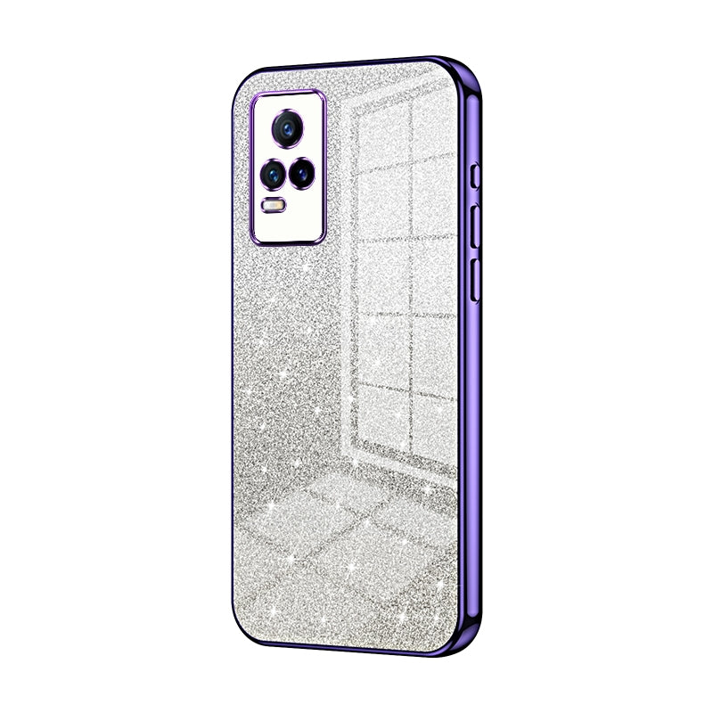 vivo V21e Glitter Powder Electroplated Gradient Phone Case – Fashionable & Luxurious with Anti-Fingerprint Coating, Shock-Absorption, and Lens Protection