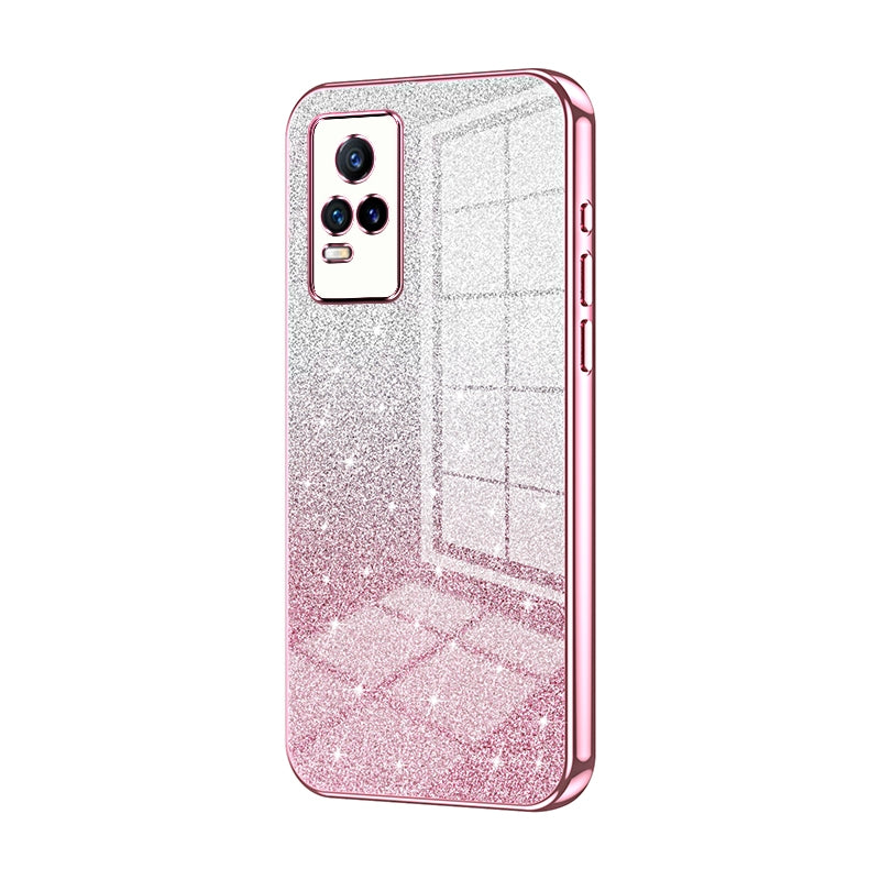 vivo V21e Glitter Powder Electroplated Gradient Phone Case – Fashionable & Luxurious with Anti-Fingerprint Coating, Shock-Absorption, and Lens Protection