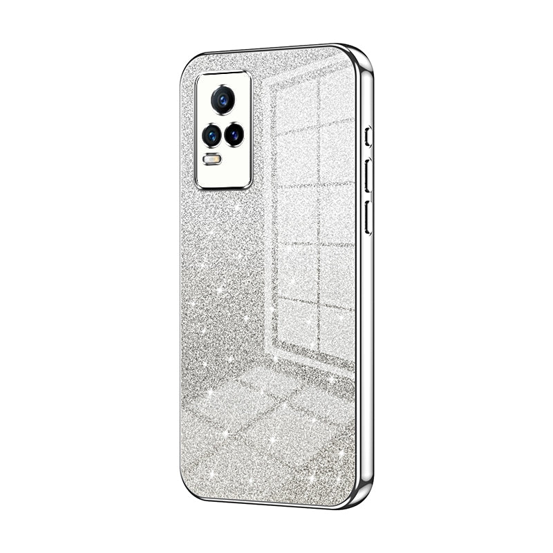 vivo V21e Glitter Powder Electroplated Gradient Phone Case – Fashionable & Luxurious with Anti-Fingerprint Coating, Shock-Absorption, and Lens Protection