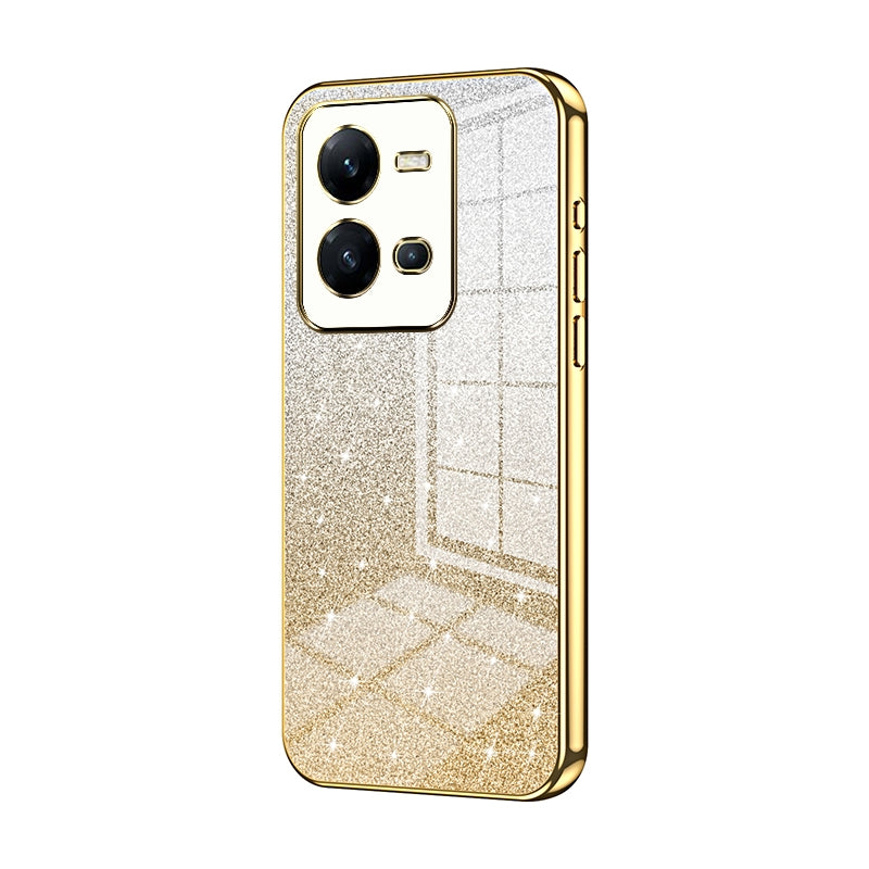 vivo V25e Glitter Powder Electroplated Gradient Phone Case – Fashionable & Luxurious with Anti-Fingerprint Coating, Shock-Absorption, and Lens Protection