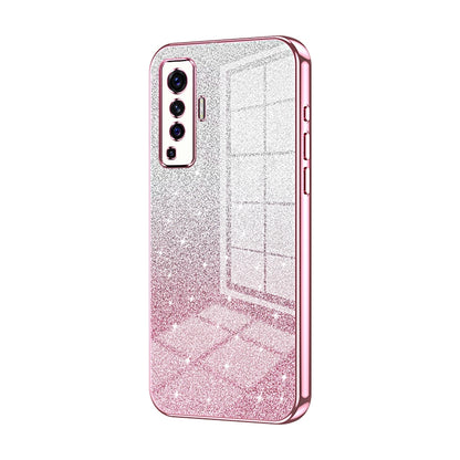 vivo X50 Glitter Powder Electroplated Gradient Phone Case – Fashionable & Luxurious with Anti-Fingerprint Coating, Shock-Absorption, and Lens Protection